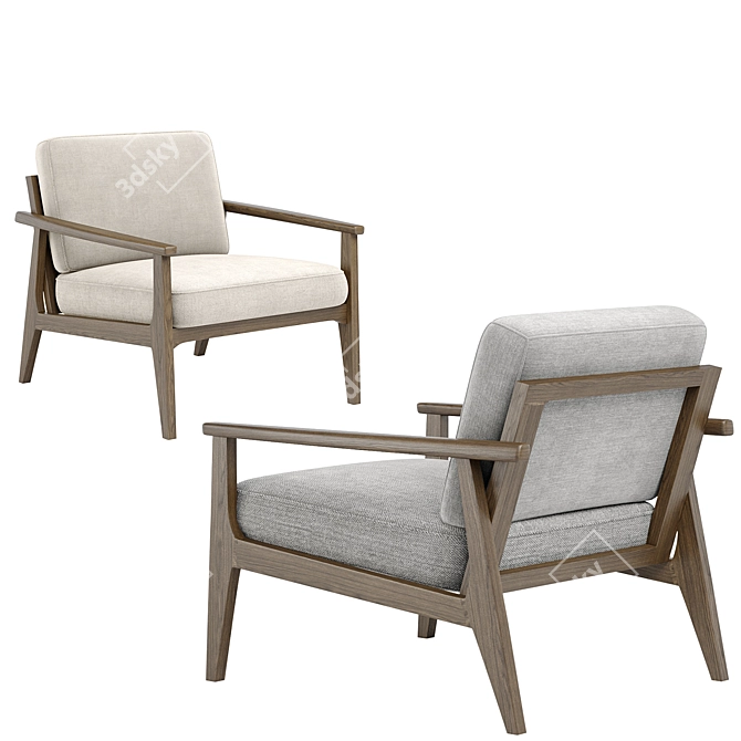 Stylish MidCentury Armchair 3D model image 3