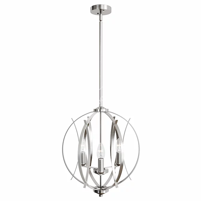 SleekBrushed Nickel Pendant Light 3D model image 2