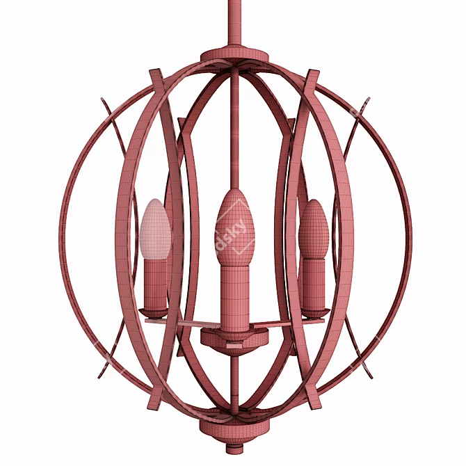 SleekBrushed Nickel Pendant Light 3D model image 4