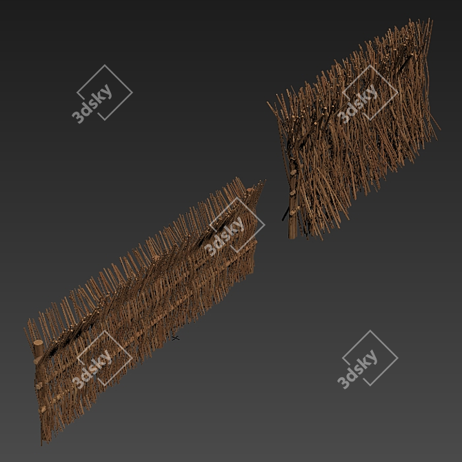 Rustic Village Branch Fence 3D model image 6