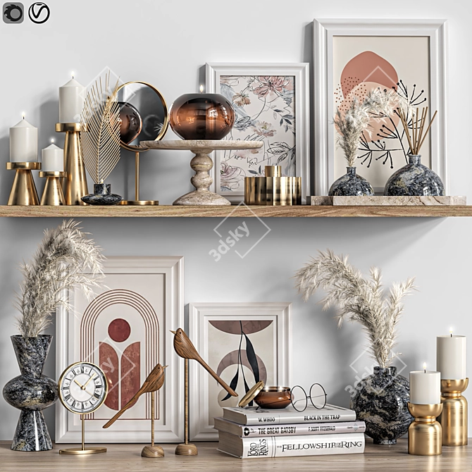 Elegant Decor Shelf Set 3D model image 1