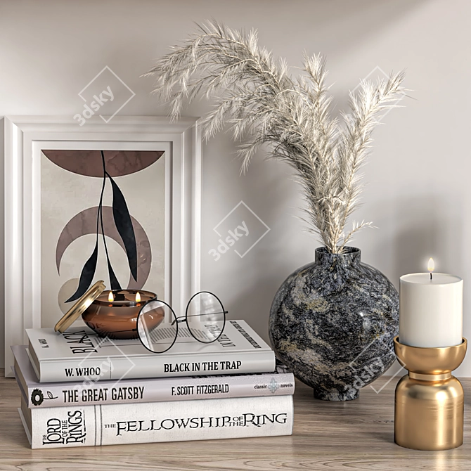 Elegant Decor Shelf Set 3D model image 4