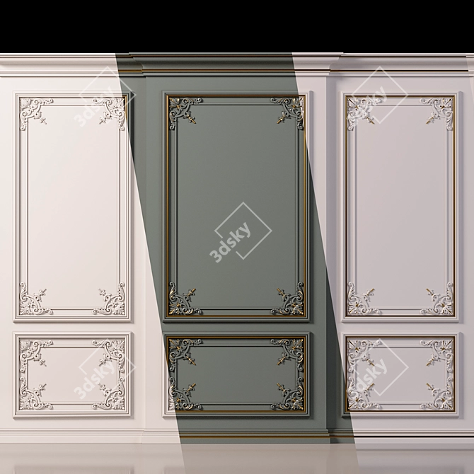 Elegant Wall Molding Design 3D model image 1