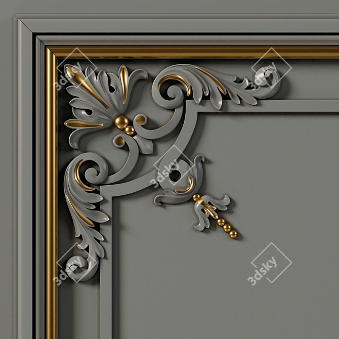 Elegant Wall Molding Design 3D model image 2