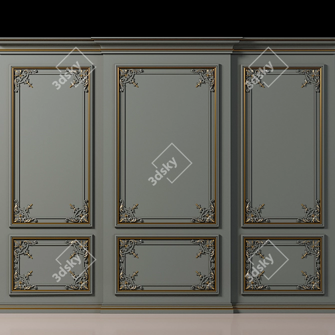 Elegant Wall Molding Design 3D model image 3