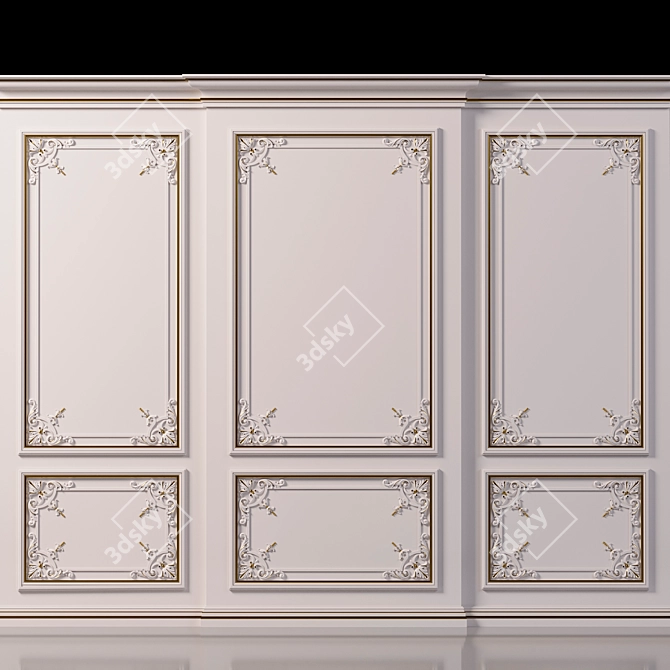 Elegant Wall Molding Design 3D model image 4