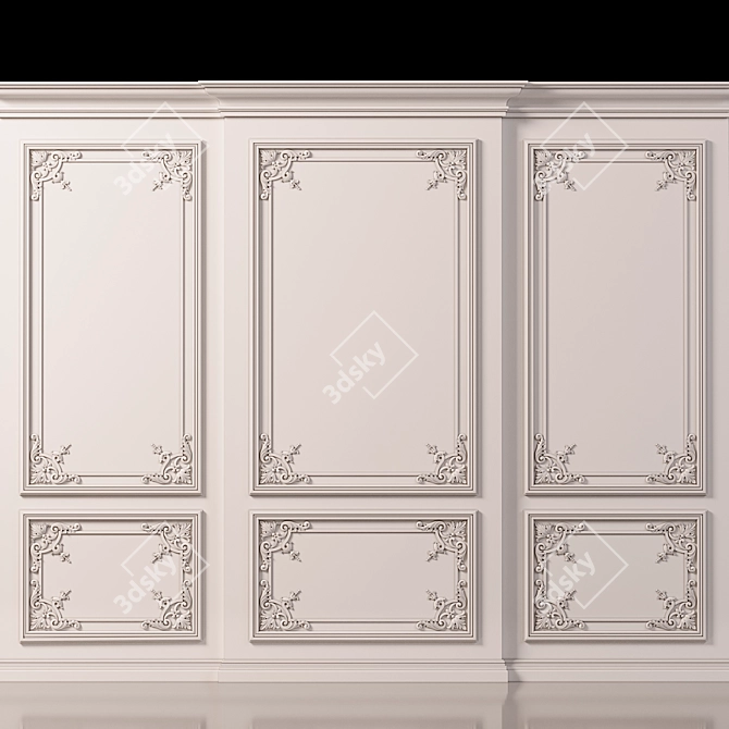 Elegant Wall Molding Design 3D model image 5