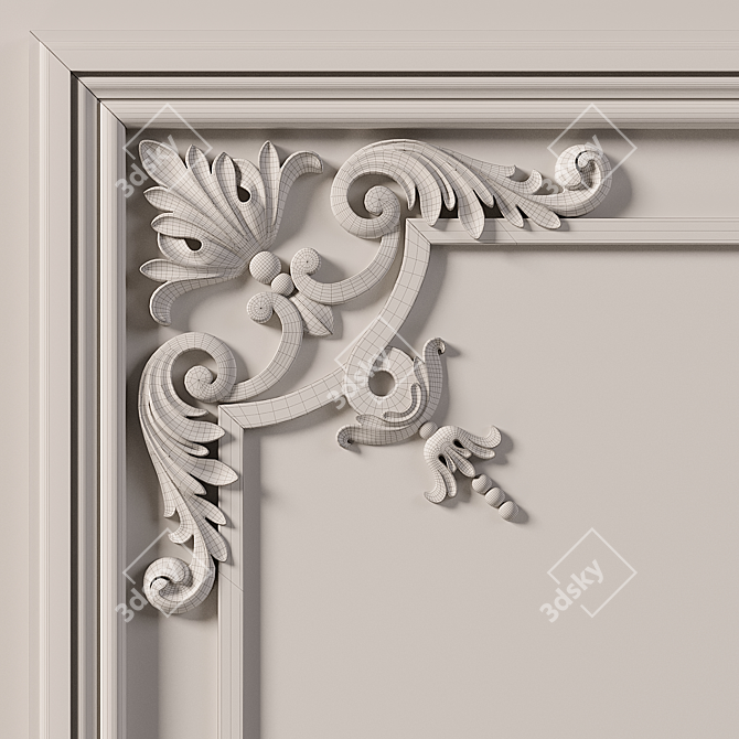 Elegant Wall Molding Design 3D model image 7