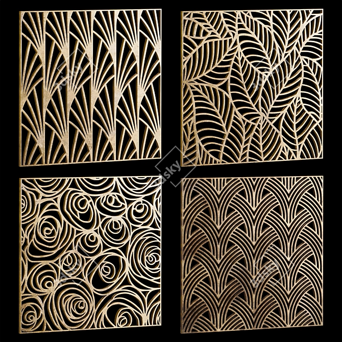 10-Piece Square Decorative Panels 3D model image 1