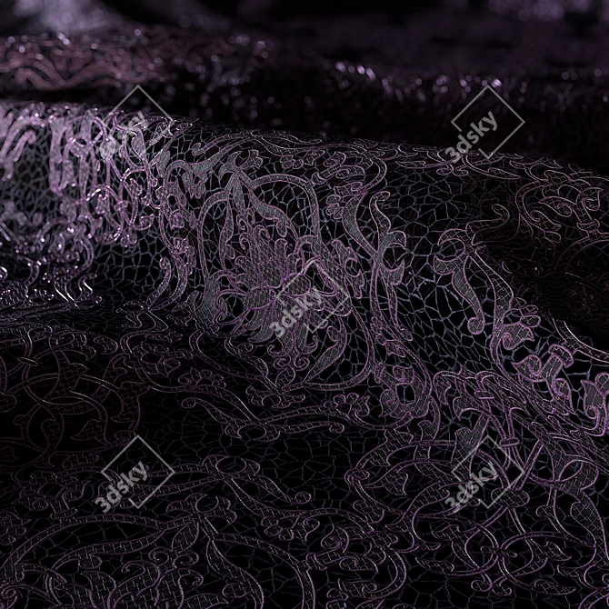 Elegant Lace Embroidery: 4K PBR PNG 3D model image 2