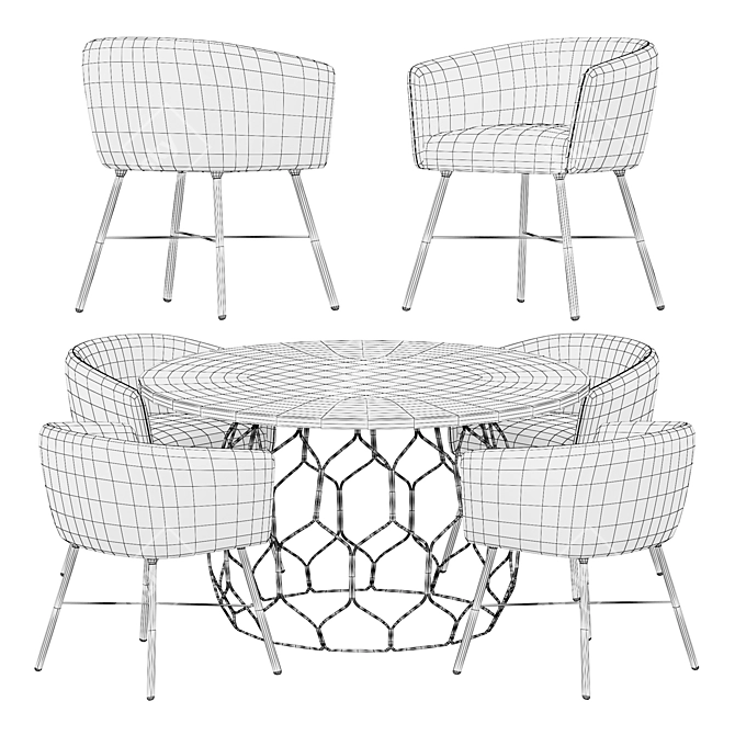 Modern MOMENTI LINTON Chair with Circuit Dining Table 3D model image 3