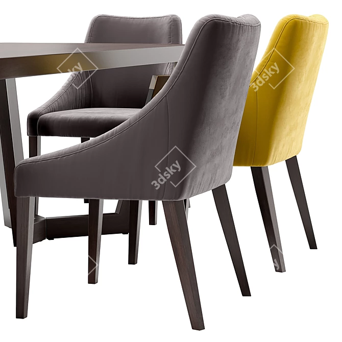 Modern Mode Dining Chair and Coral Table Set 3D model image 6