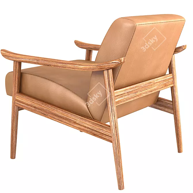 Mid-Century Leather Accent Chair 3D model image 8