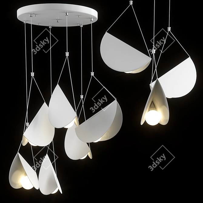 Sleek White Glider Pendant Light 3D model image 2