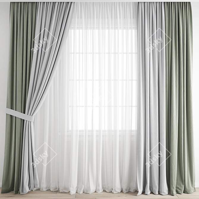 Elegant Polygonal Curtain 3D model image 1