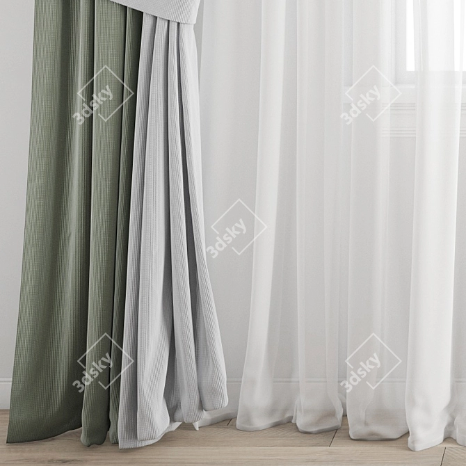 Elegant Polygonal Curtain 3D model image 2