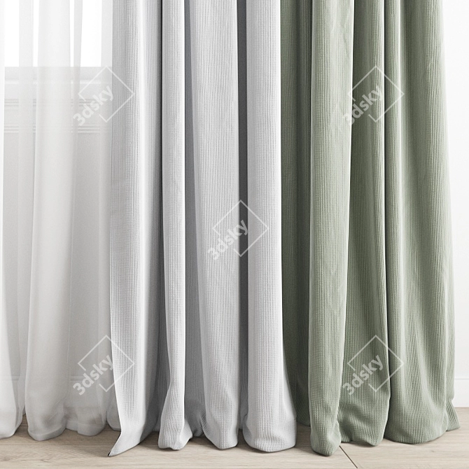 Elegant Polygonal Curtain 3D model image 3