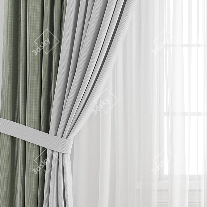 Elegant Polygonal Curtain 3D model image 4