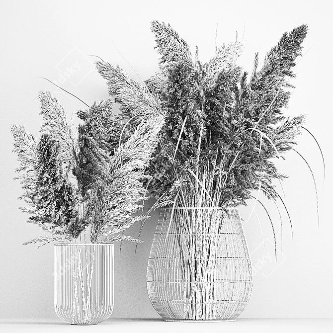 Title: Vintage White Reed Bouquet 3D model image 6