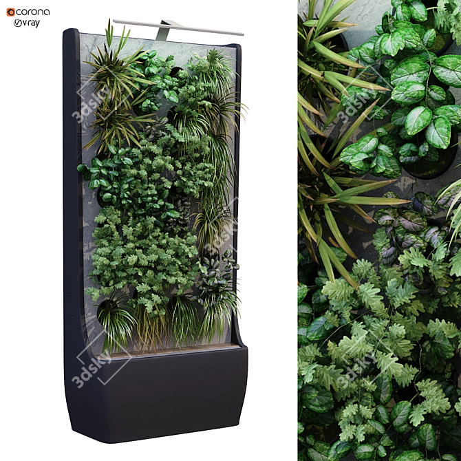 Vertical Plant Box Set - Lowpoly 177 3D model image 1