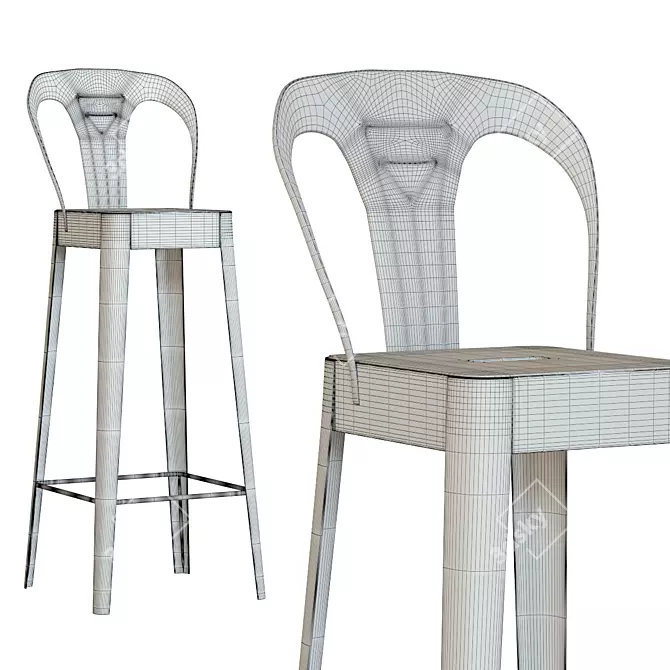 Industrial Style Bar Chair 3D model image 2