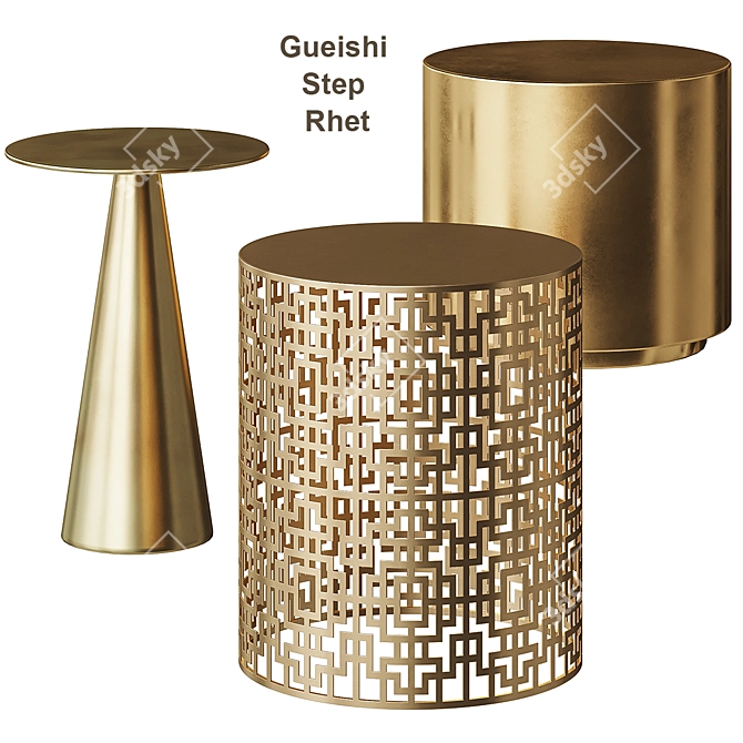 Gueishi Golden Sofa Table - Elegant and Versatile. 3D model image 1
