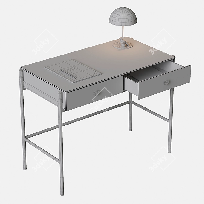 La Redoute Novani Office: Sleek, Black 2-Drawer Desk 3D model image 2