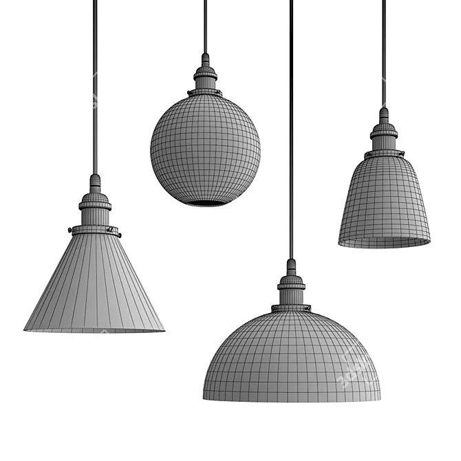 Vintage Style Pendant Lights 3D model image 2