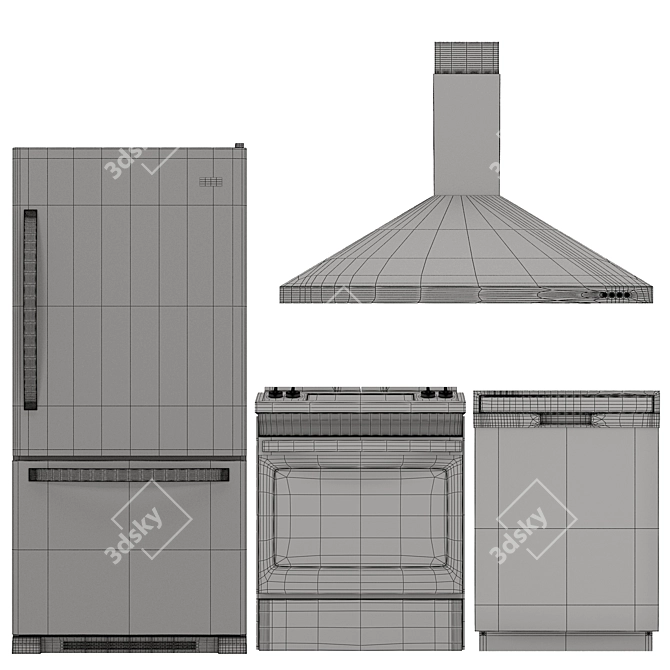 Whirlpool Black Stainless Kitchen Set 3D model image 4