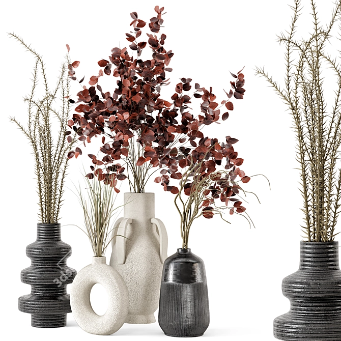 Handmade Dried Plantset in Vase 3D model image 1