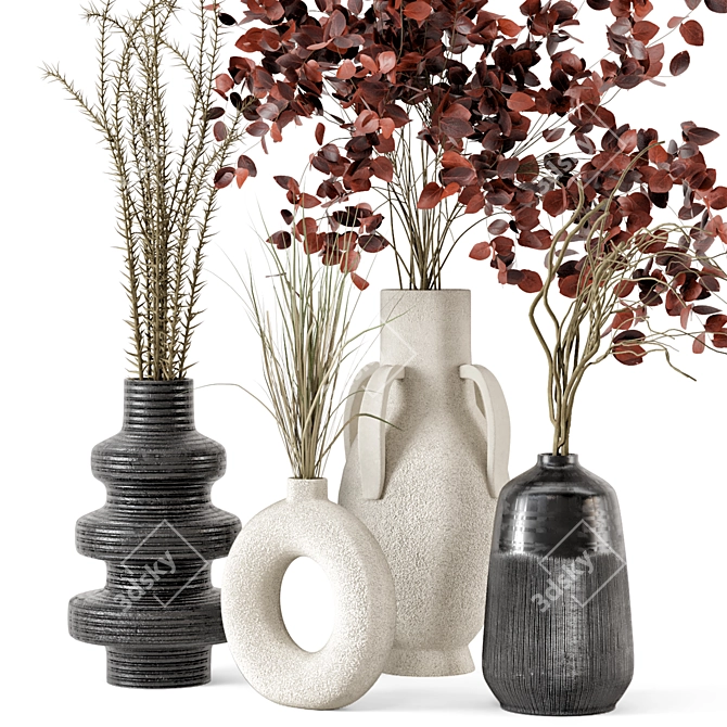 Handmade Dried Plantset in Vase 3D model image 2