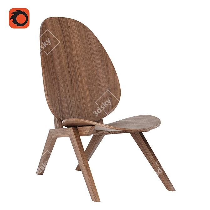 Sleek A-Frame Lounge Chair 3D model image 10