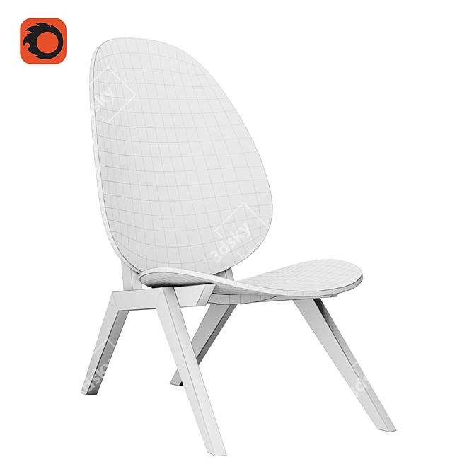 Sleek A-Frame Lounge Chair 3D model image 12