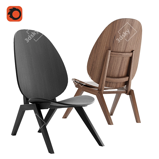 Sleek A-Frame Lounge Chair 3D model image 15