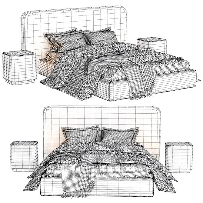 Modern Stone Bed: Meridiani 2017 3D model image 2