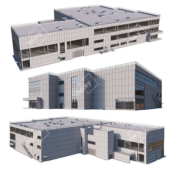 Retail Hub: Multi-Level Shopping Center & Parking 3D model image 7