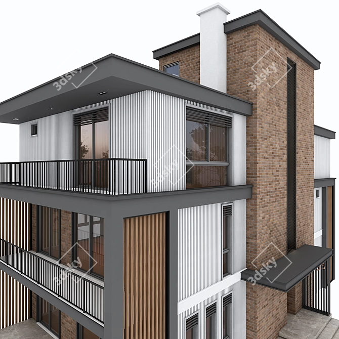 Sleek Modern Villa: High-Quality 3D Model 3D model image 5