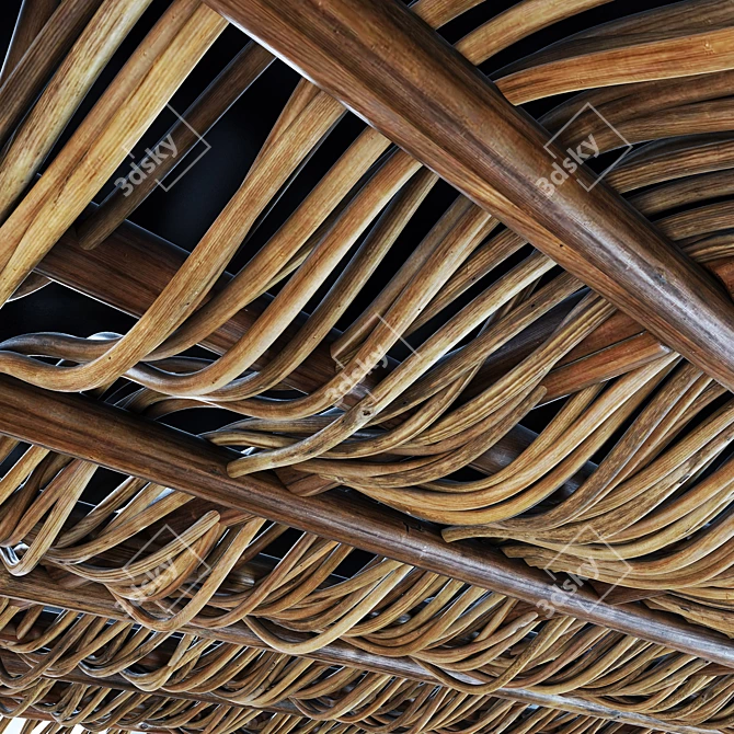 Crooked Ceiling Beam with Branch Design 3D model image 4