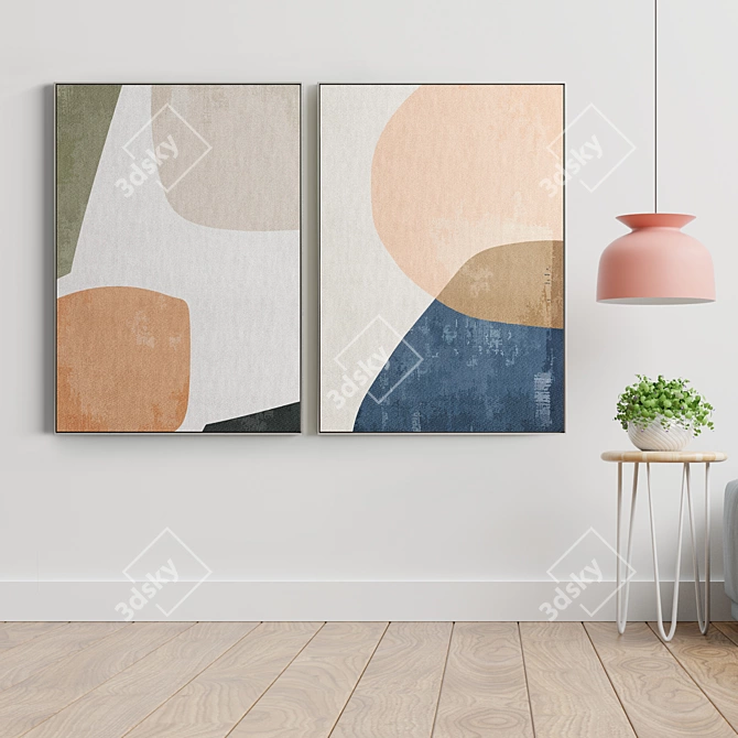 Modern Art Frame Set: 2 Models, 5 Materials 3D model image 3