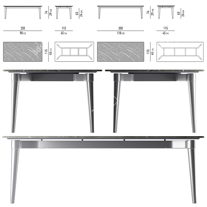 Contemporary Terrace Table by Minotti 3D model image 3