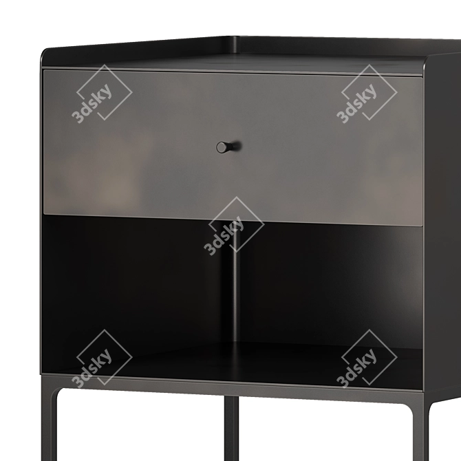 Elegant Metal Bedside Table Set 3D model image 3