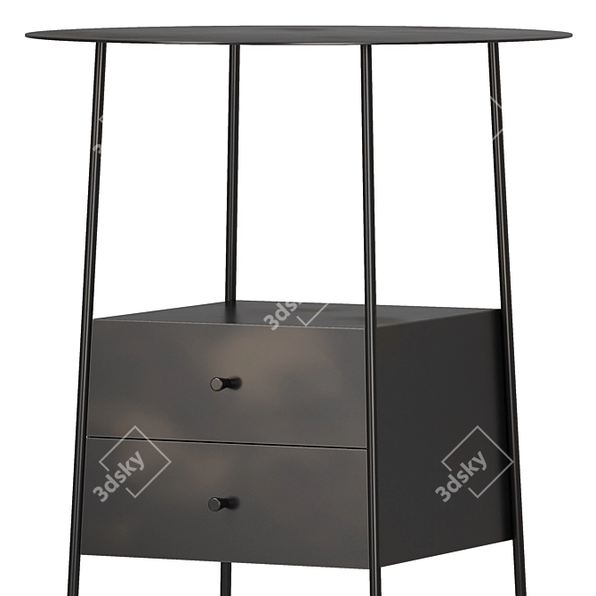 Elegant Metal Bedside Table Set 3D model image 5