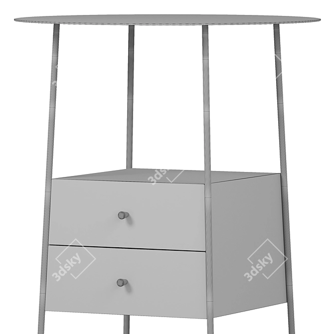 Elegant Metal Bedside Table Set 3D model image 7