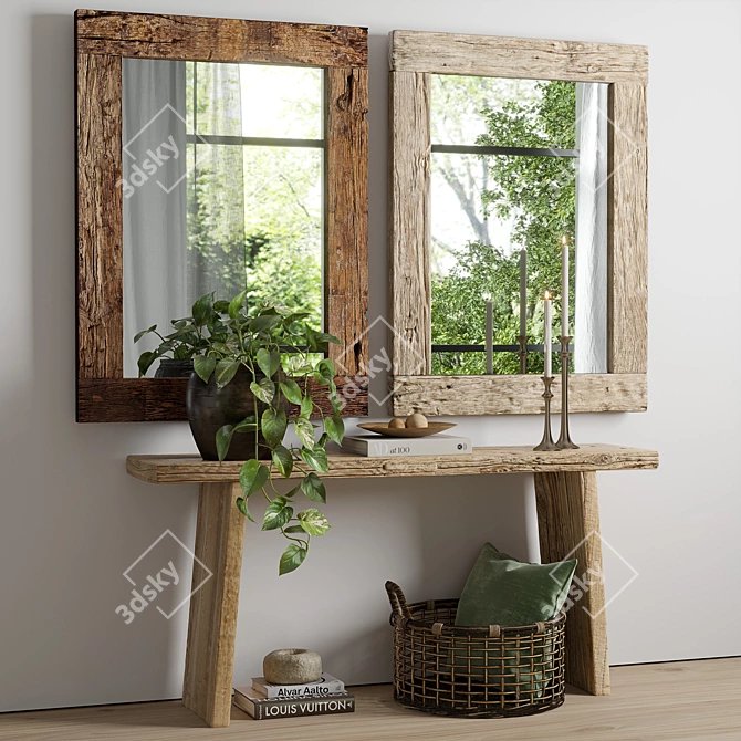 Rustic Railroad Ties Mirror 3D model image 8