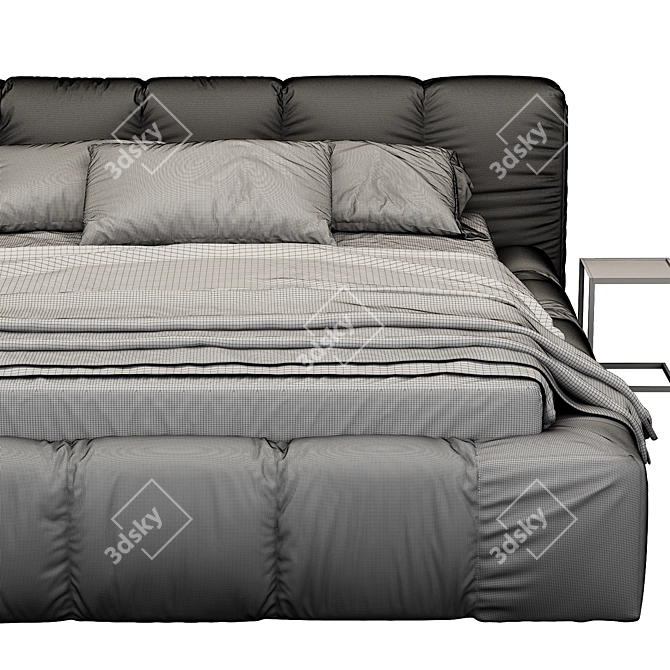 Italian Tufty Black Bed 3D model image 4