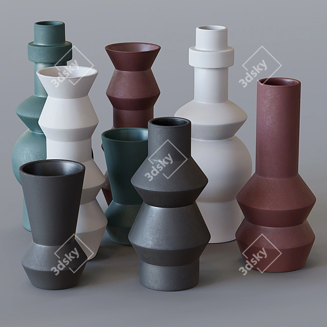 Modern Ceramic Totem Vases by West Elm 3D model image 1