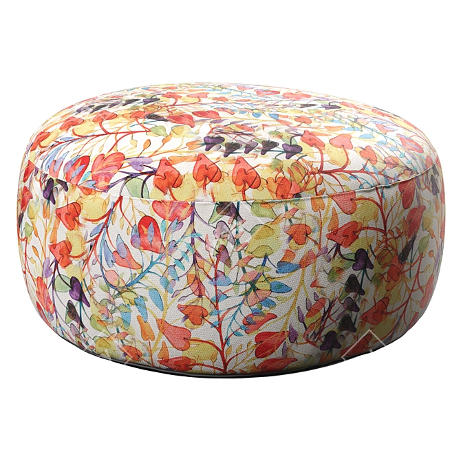 Title: MissoniHome ANTIBES Floral Canvas Pouf 3D model image 1