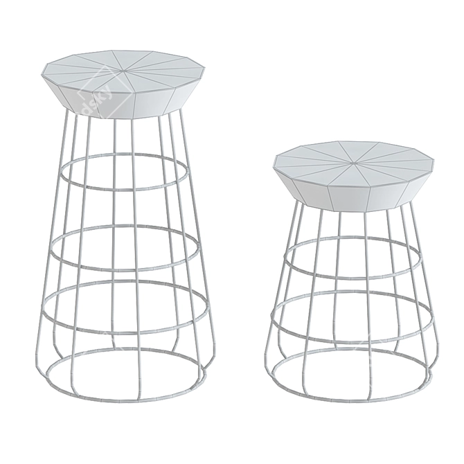 Sleek Height-Adjustable Stool 3D model image 2