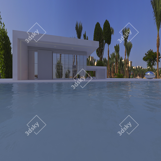 Egyptian Oasis: HDRI Daytime Pool 3D model image 4