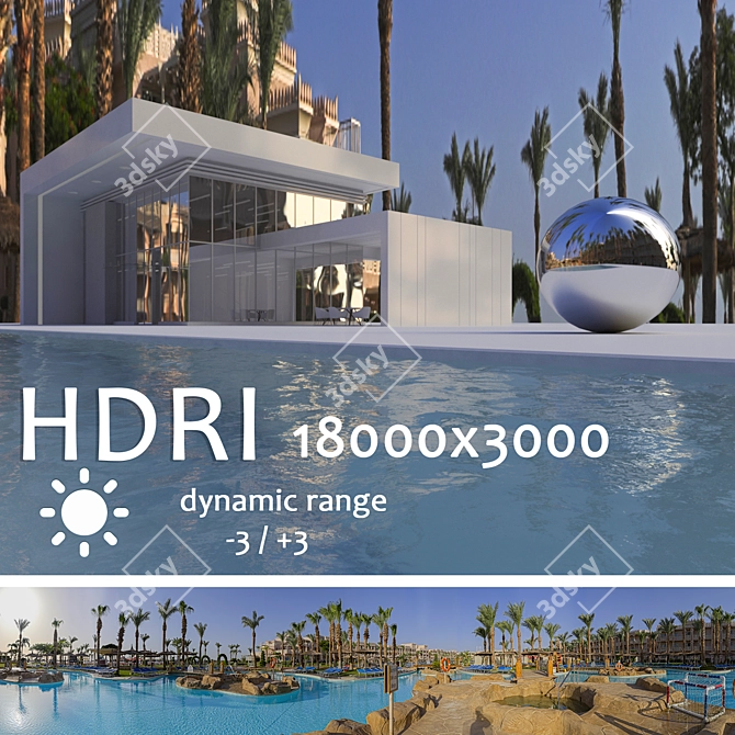 Egyptian HDRI: Daytime Pool House 3D model image 1